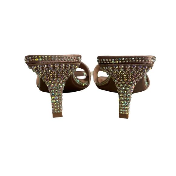 RHINESTONE NUDE KITTEN HEELS INC SANDALS SZ. 8.5 - Picture 5 of 8